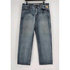 GS-115 Denim Mens Light Faded Wash Blue Jeans Straight Leg Sz 36
